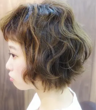 ショート ミディアム カラー パーマ たまプラーザ駅 YAMATOのヘアスタイル