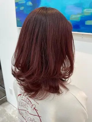 ミディアム 縮毛矯正ボブ/ 髪質改善/カットのヘアスタイル