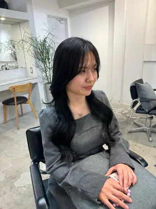 セミロング 新宿/顔周りカット +レイヤー=しずく♩のヘアスタイル