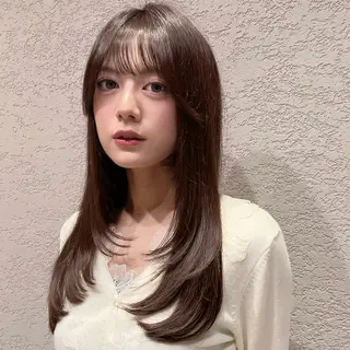 ロング カラー 興津/韓国レイヤー ダブルカラー美髪縮毛のヘアスタイル