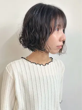 ショート パーマ ボブ/ゆるふわ ボブパーマ/とういのヘアスタイル