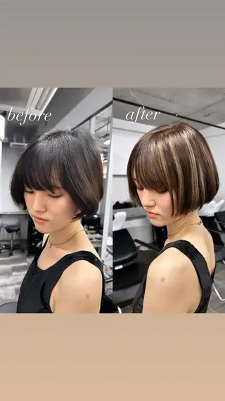ショート ブリーチ🐰インナー ♡ハイライト♡綾🐰のヘアスタイル