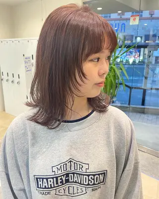 セミロング カラー 💙韓国レイヤー 寒色カラー💙のヘアスタイル
