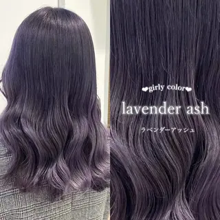 セミロング カラー ヘアアレンジ 🤍淡色ピンク&ラベ ンダーYUKI🤍のヘアスタイル
