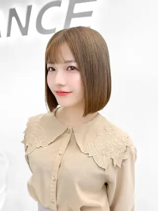 ミディアム カラー ヘアアレンジ 縮毛矯正🤍 盛れるボブ/ひかりのヘアスタイル