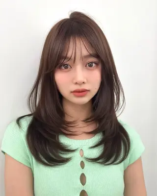 セミロング 前髪顔まわりカット 🌈中村海聖のヘアスタイル