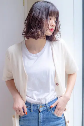 ミディアム カラー パーマ 髪質改善/縮毛矯正/ ボブ/槌矢圭悟のヘアスタイル