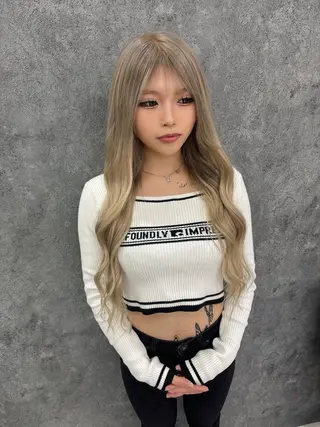 ロング カラー 外れにくいエク💚 EST梅田TAKIのヘアスタイル