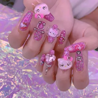 ネイル 渋谷／チップ長さ出し 👑アプレgel-xのネイルデザイン