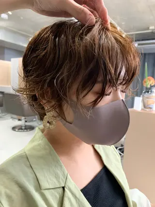 ショート パーマ ボブパーマコテ巻き風 パーマNo1深江秀平のヘアスタイル