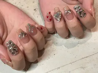 ネイル 韓国/ワンホン/長さ 出しつけ放題🎀のネイルデザイン