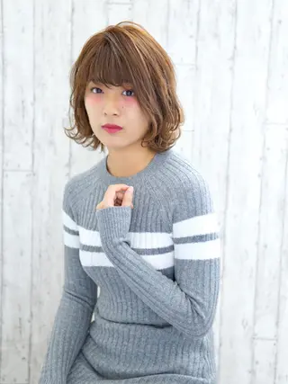 ミディアム カラー パーマ ヘアアレンジ キッズ ネイル マツエク・マツパ 永野 良一のヘアスタイル