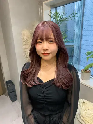ロング カラー amu/ブリーチなし ダブルカラーのヘアスタイル