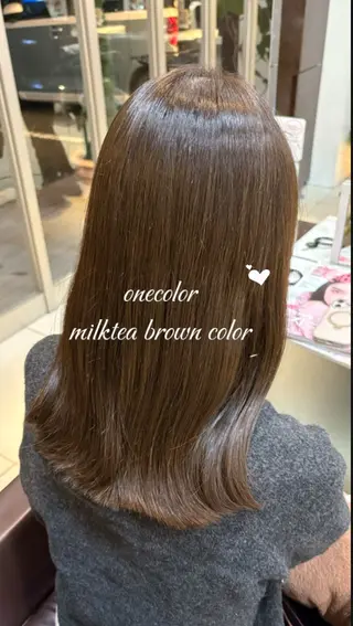 セミロング カラー 🤎韓国ヘア ベージュ まゆか🤎のヘアスタイル