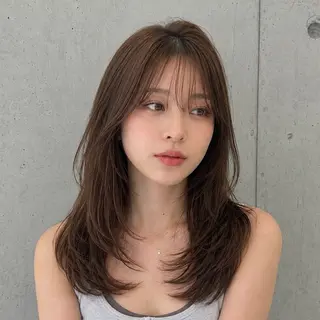 セミロング カラー 盛れる顔まわりカット 髪質改善/渋谷/れんのヘアスタイル