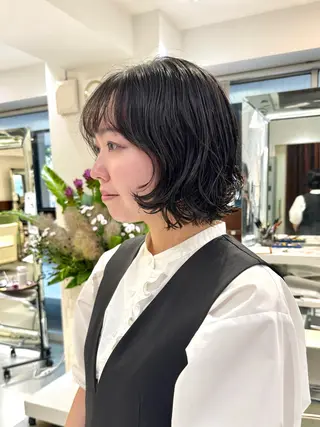 ショート パーマ デジタルパーマ 🌀ボブ　萩原　龍のヘアスタイル
