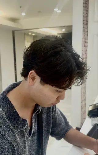 ショート パーマ メンズ 🐉men's|⚡️ 毛流れパーマ|綱島のヘアスタイル