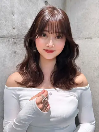 セミロング カラー ヘアセット/レイヤー 赤み消し/はるかのヘアスタイル