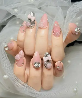 ロング カラー 波 なみのネイルデザイン
