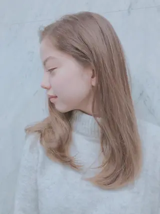 セミロング カラー マンツーマン 美容師💚コウブチのヘアスタイル