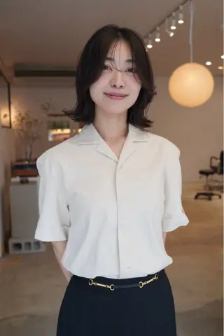 ミディアム 岡崎パーマ noiのヘアスタイル