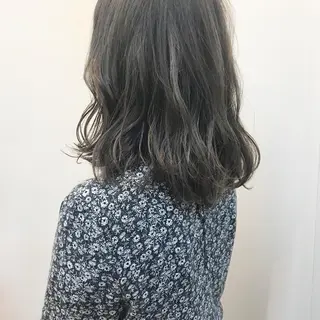 ミディアム カラー クニモトハルナ ボブ/柔らかカラーのヘアスタイル