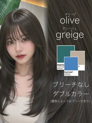 セミロング カラー ラベンダー💜グレー 🩶暗髪🖤のヘアスタイル