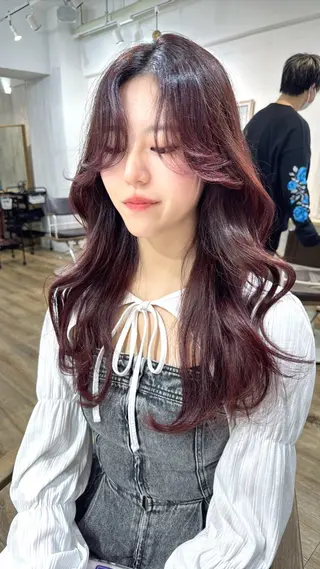 ロング カラー レイヤーカット⭐︎ 韓国ヘア⭐︎YUKAのヘアスタイル