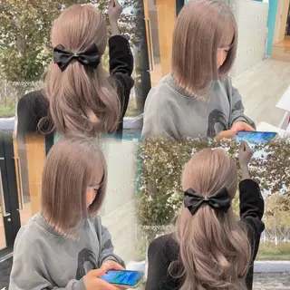 ミディアム カラー 韓国ハイレイヤー ハッシュカット特化のヘアスタイル