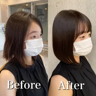 ミディアム カラー モテ前髪 タゴメ シンヤのヘアスタイル