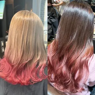 セミロング カラー ヘアアレンジ Rina🍒レイヤー 透明感ブリーチ💎のヘアスタイル