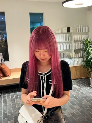 ロング カラー ワタナベ モカ🦢ダブルカラーのヘアスタイル