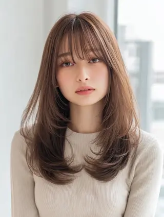 ロング 絶対綺麗な暖色カラー 🎯あります✨増渕✨のヘアスタイル