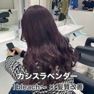 ロング カラー ラベンダー💜 グレージュ🩶のヘアスタイル