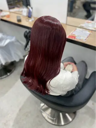 ロング カラー 韓国レイヤー透明感 艶カラー美髪縮毛矯正のヘアスタイル