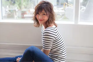 ミディアム カラー パーマ ヘアアレンジ 髪質改善/韓国風 レイヤー/田村祐樹のヘアスタイル