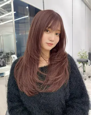 ロング カラー ハイライト、レイヤー カット/西梅田/中西のヘアスタイル