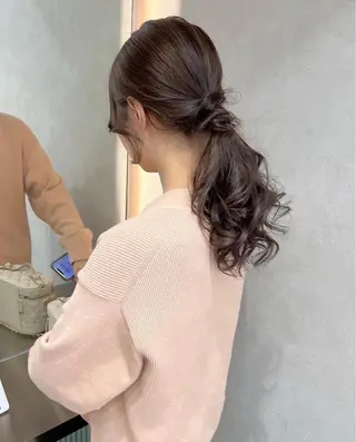 セミロング カラー ヘアアレンジ ヘアセット/レイヤー 赤み消し/はるかのヘアスタイル