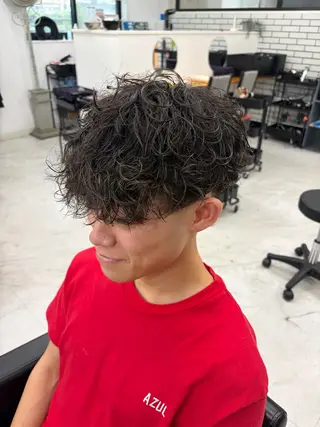 ショート パーマ メンズ ダブルカラー メンズパーマ大成のヘアスタイル