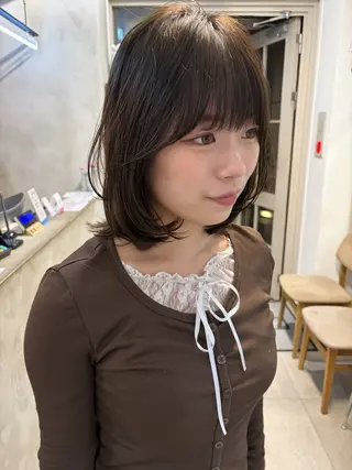 ミディアム カラー 赤み消しカラー/ ミントカラー/トモキのヘアスタイル