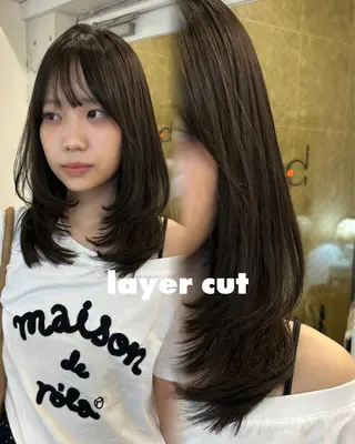 ミディアム カラー rina /レイヤー /ヘルシーヘアのヘアスタイル