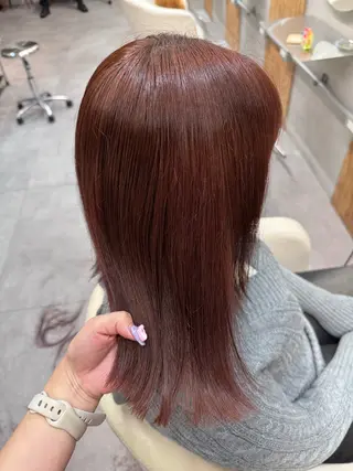 カラー 縮毛矯正/暖色カラー ピンクベージュのヘアスタイル