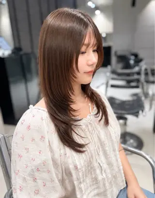 ミディアム カラー パーマ 艶髪縮毛矯正/透明感 カラー/YUKAのヘアスタイル