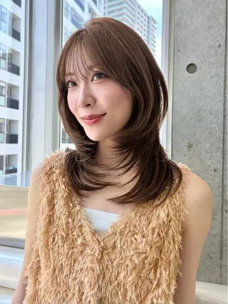セミロング 大宮🤍縮毛矯正 レイヤー🪽なるのヘアスタイル