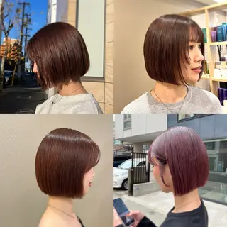 セミロング カラー ヘアアレンジ 暖色ボブ 🍊rikakoのヘアスタイル