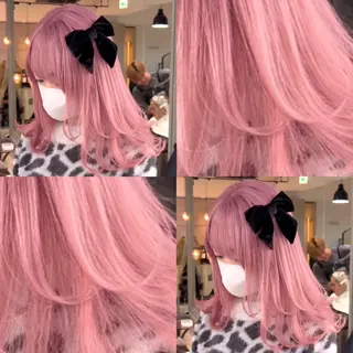 セミロング カラー ヘアアレンジ 🧸ブリーチ特化/前 髪/しょうじりか🎀のヘアスタイル