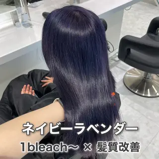ロング カラー ラベンダー💜 グレージュ🩶のヘアスタイル