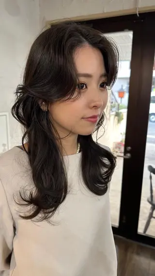 ロング カラー 韓国風レイヤーカット 上手く丁寧早い/マツのヘアスタイル
