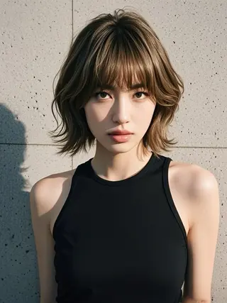 ミディアム ウルフカット 811 大阪梅田 ウルフのヘアスタイル