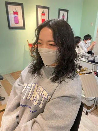 セミロング パーマ ヘアアレンジ メンズ キッズ ネイル マツエク・マツパ アイブロウ 🌿丁寧なカウンセリ ング/Naoki🌿のヘアスタイル